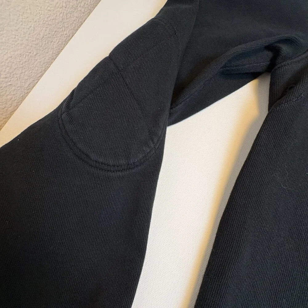 Vintage J.Crew Quarter Zip Pullover Elbow Patch Sweatshirt Black Men's Small